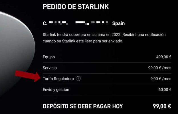 Tarifa Reguladora Starlink