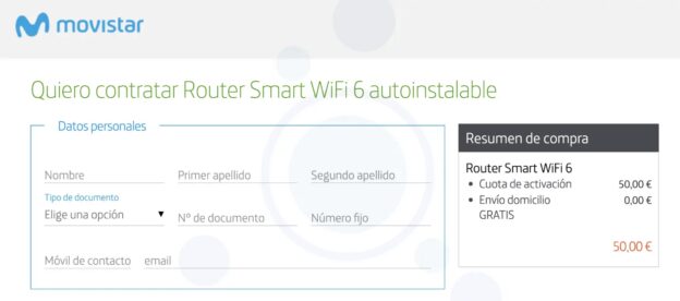 Formulario para pedir el router Smart WiFi 6